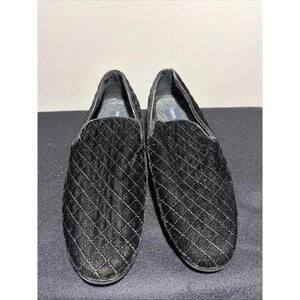 Giorgio Brutini Men’s Black Quilted Velvet Slip-On Loafers Size 8 Dress Shoes
